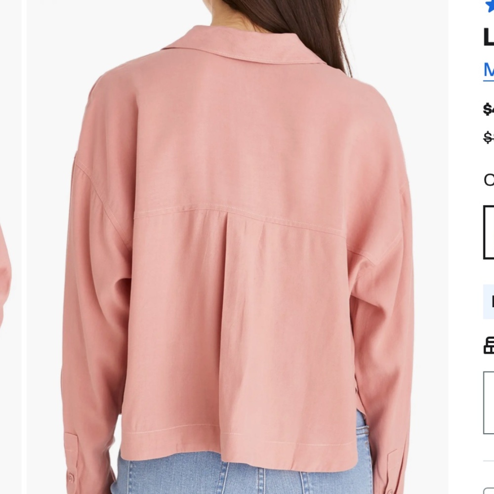 Madewell Long-Sleeve Lusterweave Hartfield Crop Button Down Shirt - Picture 2 of 6